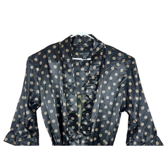 Robert Louis Mens Silk Blend Robe One Size Black and Gold Print Luxurious - Picture 1 of 9